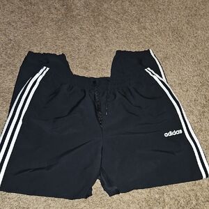 Adidas Black Joggers with White Stripes